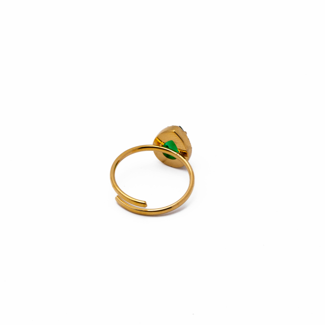 ANILLO ZO10807R VERDE DORADO Acero Inoxidable A310