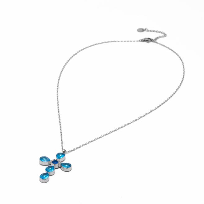 COLLAR ZO15375N AZUL PLATEADO Acero Inoxidable 2D11