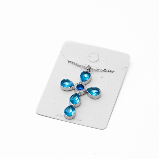 COLLAR ZO15375N AZUL PLATEADO Acero Inoxidable 2D11