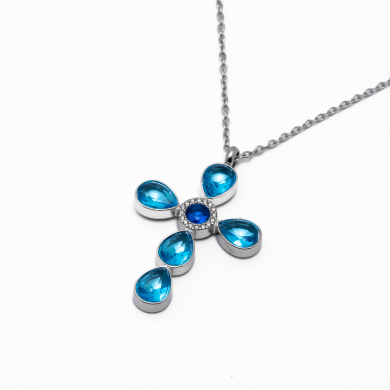 COLLAR ZO15375N AZUL PLATEADO Acero Inoxidable 2D11