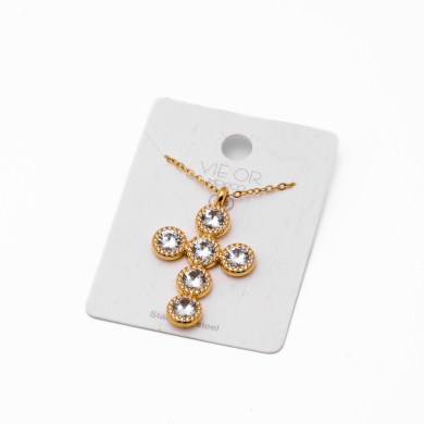 COLLAR ZO15373N BLANCO DORADO Acero Inoxidable 2D11