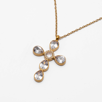 COLLAR ZO15375N BLANCO DORADO Acero Inoxidable 2D11
