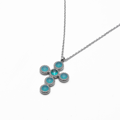 COLLAR ZO15373N AZUL PLATEADO Acero Inoxidable 2D11