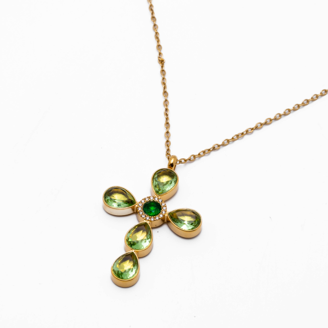 COLLAR ZO15375N VERDE DORADO Acero Inoxidable 2D11