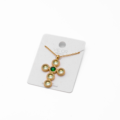 COLLAR ZO15373N VERDE DORADO Acero Inoxidable 2D11
