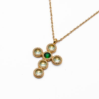 COLLAR ZO15373N VERDE DORADO Acero Inoxidable 2D11