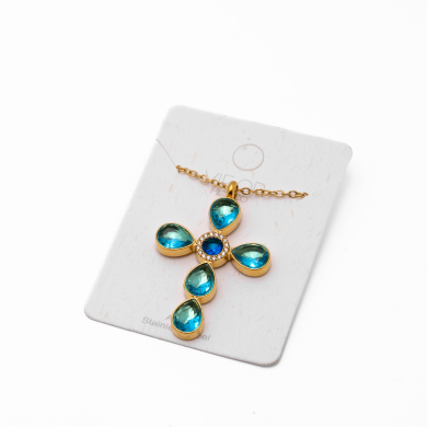 COLLAR ZO15375N AZUL DORADO Acero Inoxidable 2D11