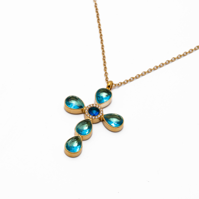 COLLAR ZO15375N AZUL DORADO Acero Inoxidable 2D11