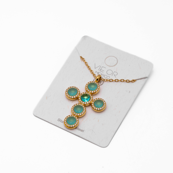 COLLAR ZO15373 VERDE DORADO Acero Inoxidable 2D11