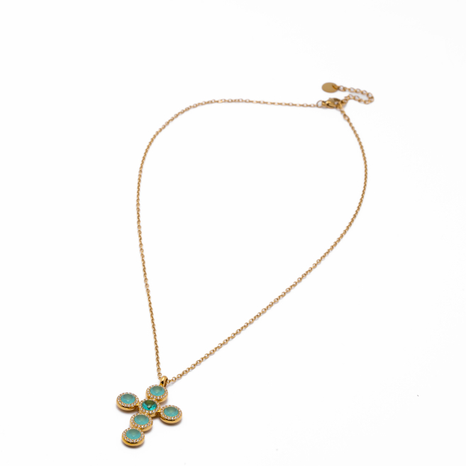COLLAR ZO15373 VERDE DORADO Acero Inoxidable 2D11