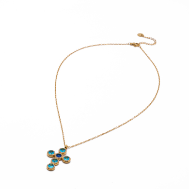 COLLAR ZO15373N AZUL DORADO Acero Inoxidable 2D11