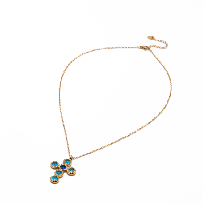 COLLAR ZO15373N AZUL DORADO Acero Inoxidable 2D11
