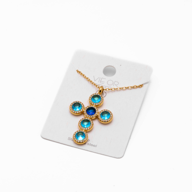 COLLAR ZO15373N AZUL DORADO Acero Inoxidable 2D11