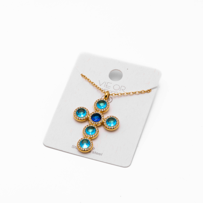 COLLAR ZO15373N AZUL DORADO Acero Inoxidable 2D11