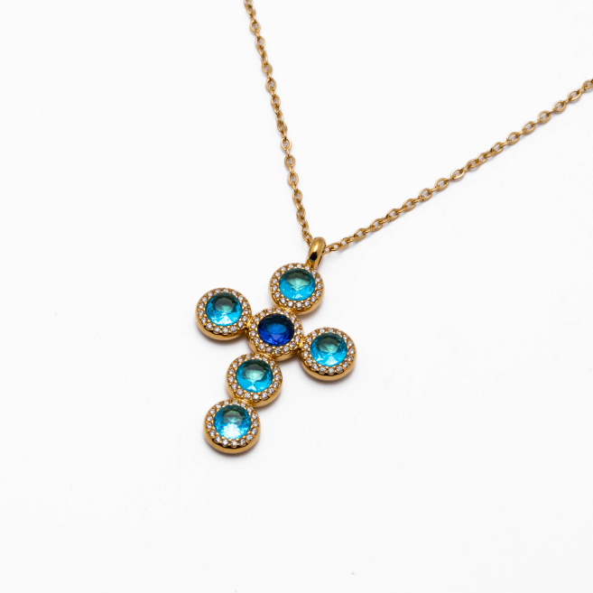 COLLAR ZO15373N AZUL DORADO Acero Inoxidable 2D11
