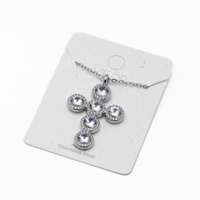 COLLAR ZO15373N BLANCO PLATEADO Acero Inoxidable 2D11