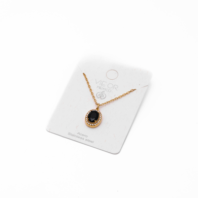 COLLAR ZO15792N NEGRO DORADO Acero Inoxidable E110