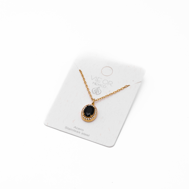 COLLAR ZO15792N NEGRO DORADO Acero Inoxidable E110