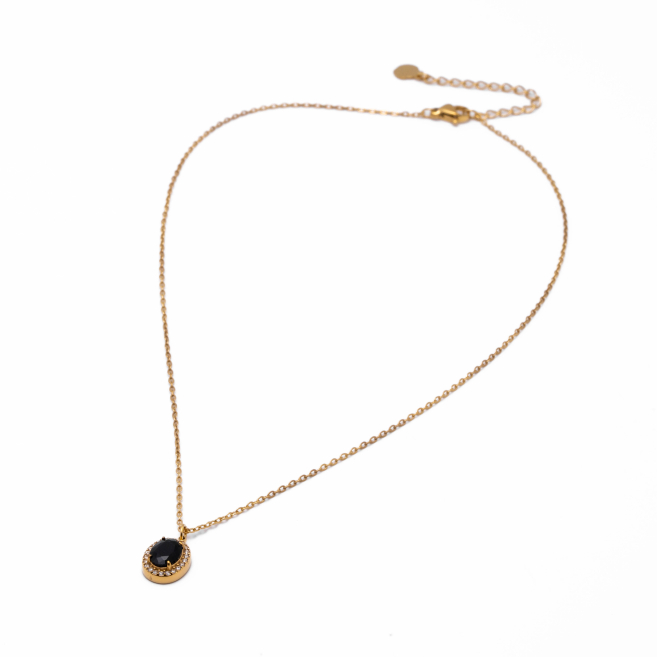 COLLAR ZO15792N NEGRO DORADO Acero Inoxidable E110