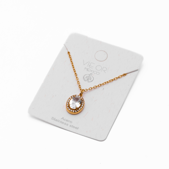 COLLAR ZO15792N BLANCO DORADO Acero Inoxidable E110