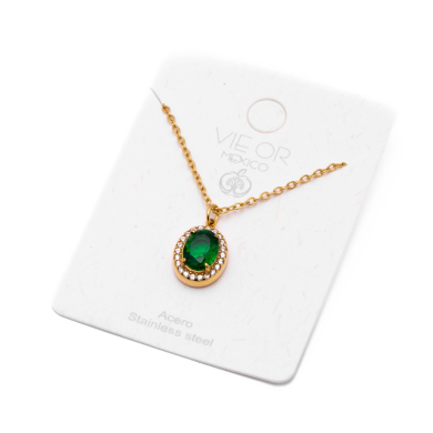 COLLAR ZO15792N VERDE DORADO Acero Inoxidable E110