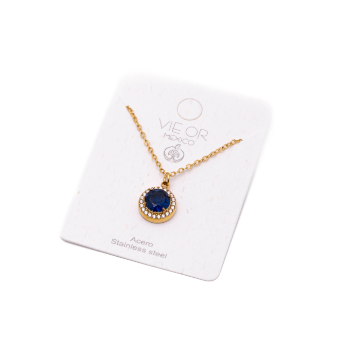 COLLAR ZO15796N AZUL DORADO Acero Inoxidable E110