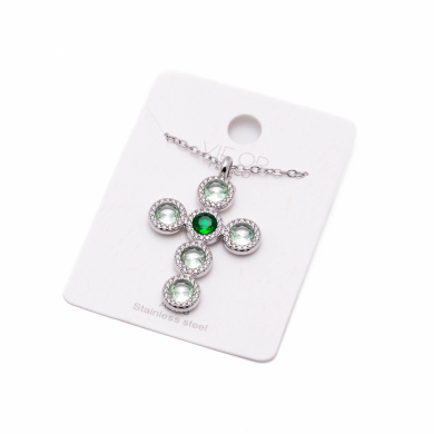 COLLAR ZO15373N VERDE PLATEADO Acero Inoxidable 2D11
