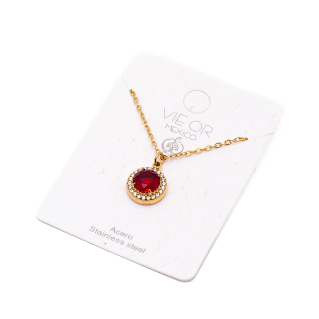 COLLAR ZO15796N ROJO DORADO Acero Inoxidable E110