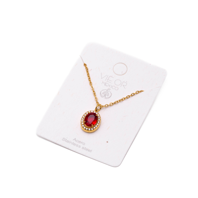 COLLAR ZO15792N ROJO DORADO Acero Inoxidable E110