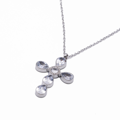 COLLAR ZO15375N BLANCO PLATEADO Acero Inoxidable 2D11