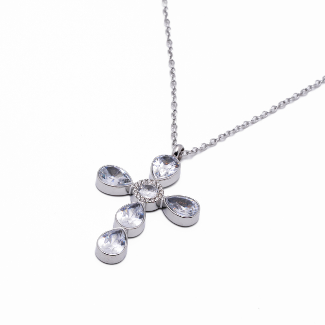 COLLAR ZO15375N BLANCO PLATEADO Acero Inoxidable 2D11