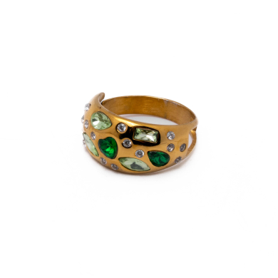 ANILLO ZO13993R VERDE DORADO A42