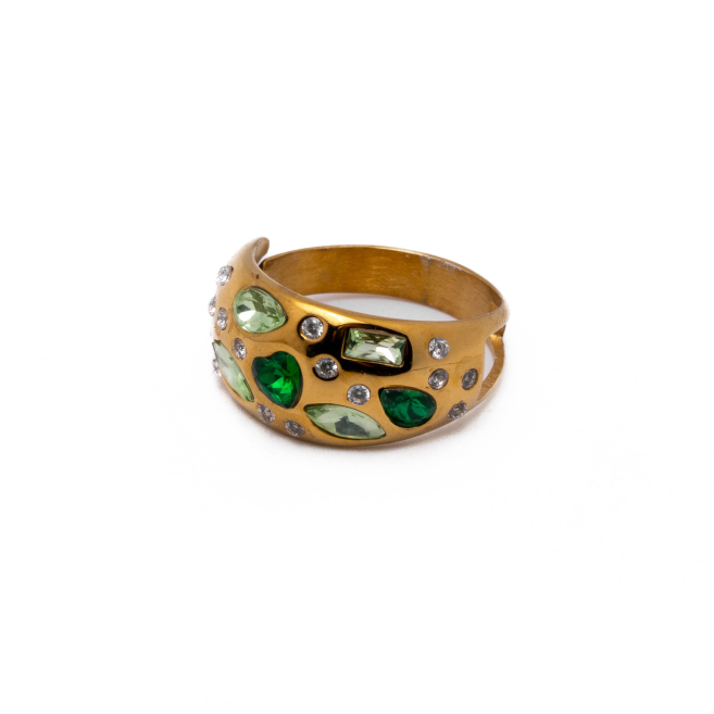 ANILLO ZO13993R VERDE DORADO A42