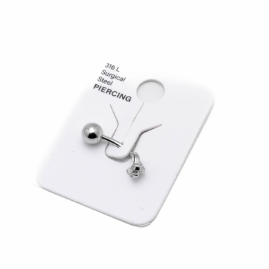 Piercing de ombligo ZO15651P PLATEADO Acero Inoxidable F38