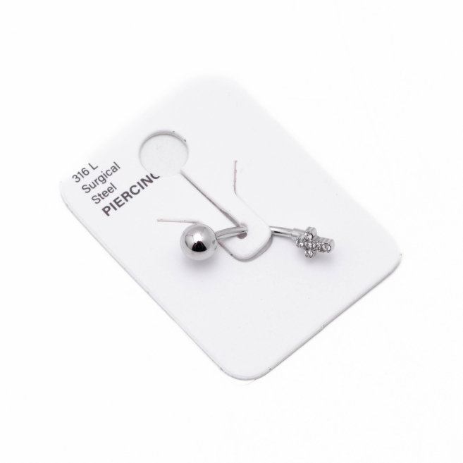 Piercing de ombligo ZO15650P PLATEADO Acero Inoxidable F38