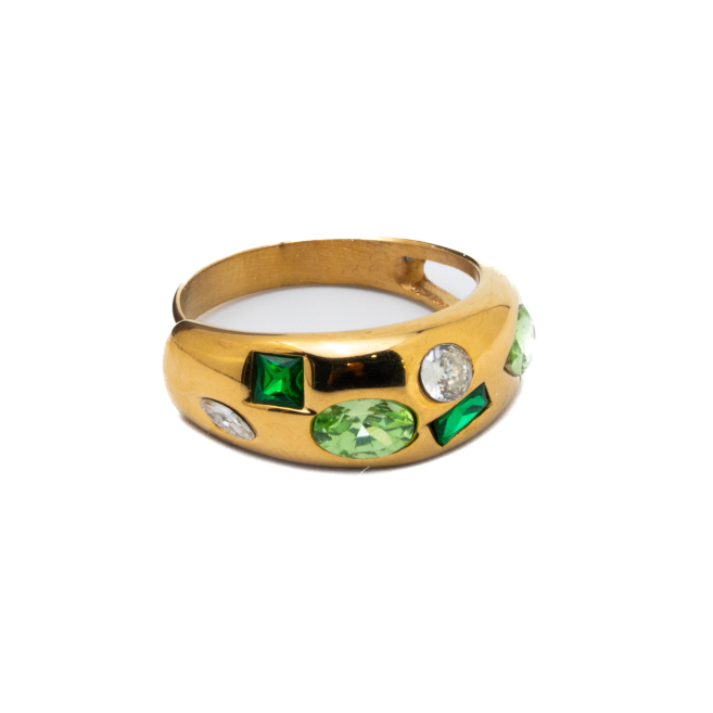 ANILLO ZO13992R VERDE DORADO A42
