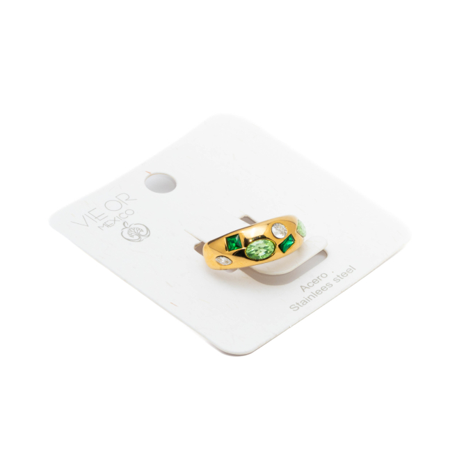 ANILLO ZO13992R VERDE DORADO A42