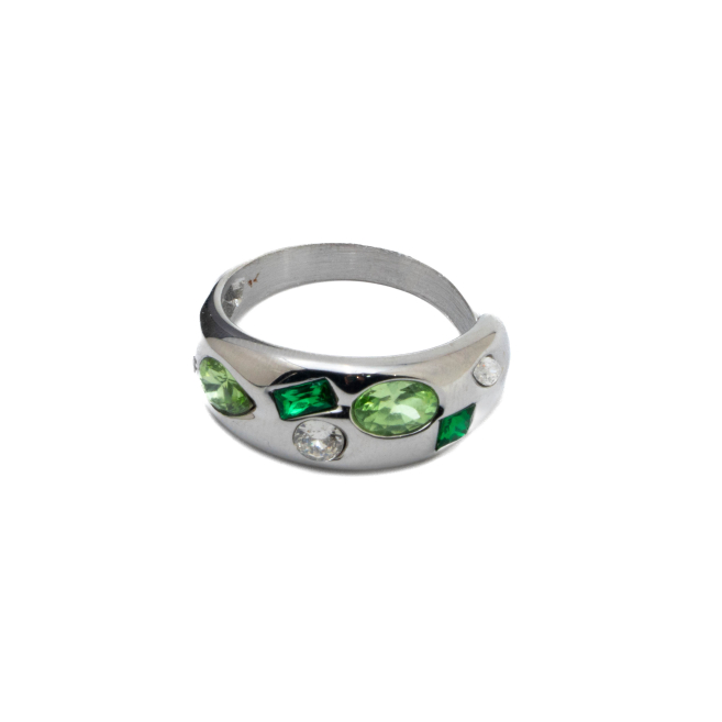 ANILLO ZO13992R VERDE PLATEADO A42