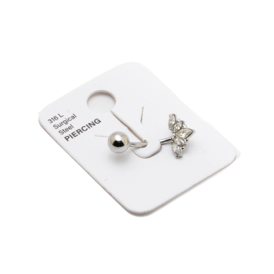 Piercing de ombligo ZO15654P PLATEADO Acero Inoxidable F38