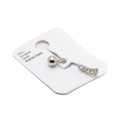 ARETES PIERCING ZO15653P/Piercing de ombligo PLATEADO Acero Inoxidable F38