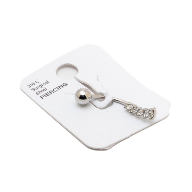 ARETES PIERCING ZO15653P/Piercing de ombligo PLATEADO Acero Inoxidable F38