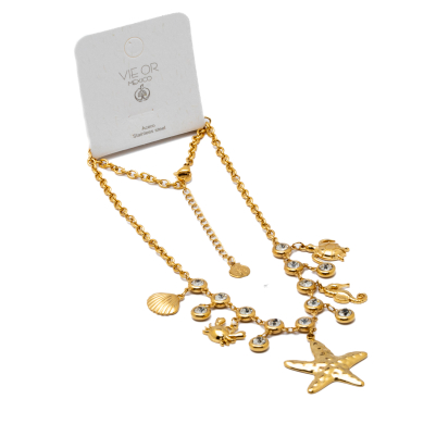 COLLAR ZO14439N BLANCO DORADO Acero Inoxidable E34