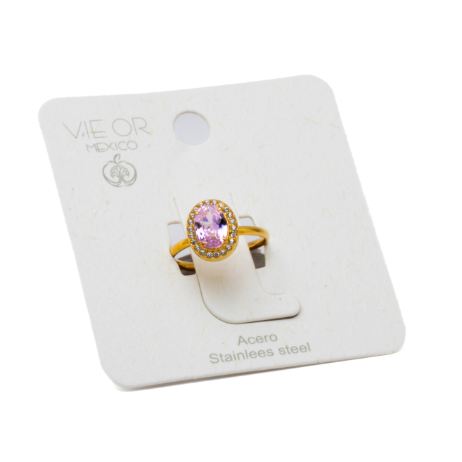 ANILLO ZO10810R ROSA DORADO Acero Inoxidable A310
