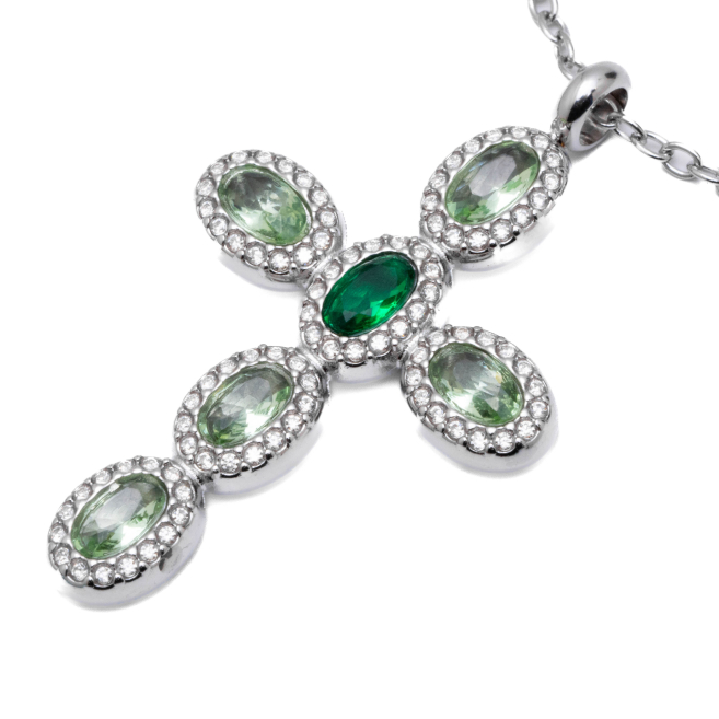 COLLAR ZO15372N VERDE PLATEADO Acero Inoxidable E31