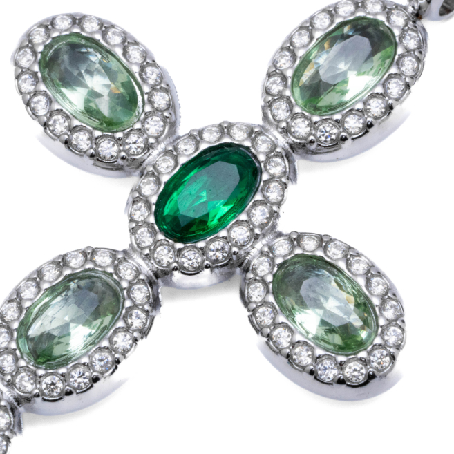 COLLAR ZO15372N VERDE PLATEADO Acero Inoxidable E31