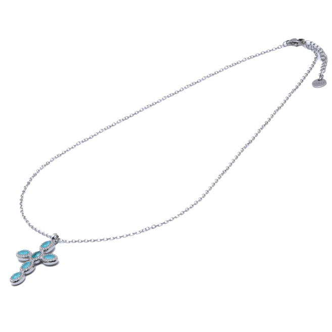 COLLAR ZO15372N AZUL PLATEADO Acero Inoxidable E31