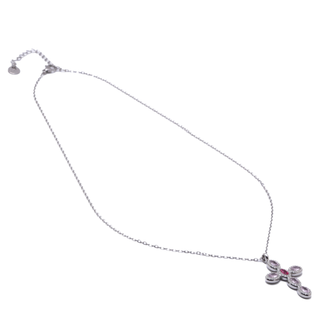 COLLAR ZO15372N ROSA PLATEADO Acero Inoxidable E31