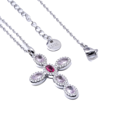COLLAR ZO15372N ROSA PLATEADO Acero Inoxidable E31