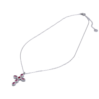 COLLAR ZO15372N ROJO PLATEADO Acero Inoxidable E31