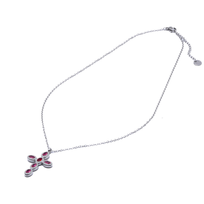 COLLAR ZO15372N ROJO PLATEADO Acero Inoxidable E31